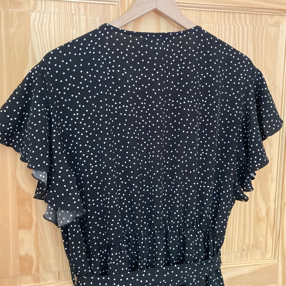 Ruffle Short Sleeve Midi Dress Polka Dot with pockets - Picture 10 of 15